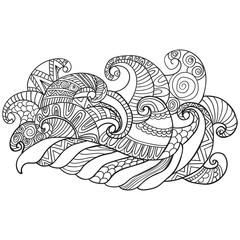 Vector hand drawn outline abstract ornamental ethnic stripe background