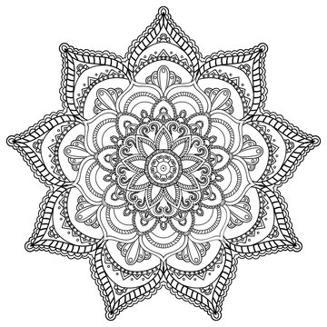 Mandala. Round Ornament.Template for coloring book