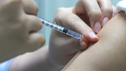 closeup of injection vaccine 
