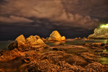 Hiszpania Lloret de Mar wybrzeże nocą