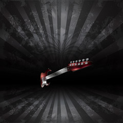 raster version Electric Guitar in perspective on a dark background