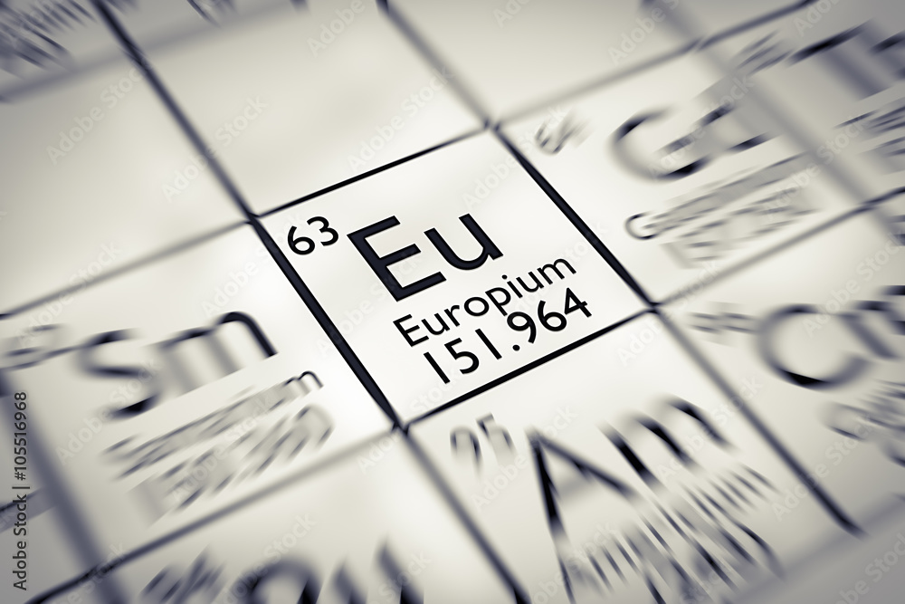 Wall mural Focus on rare earth Europium Chemical element