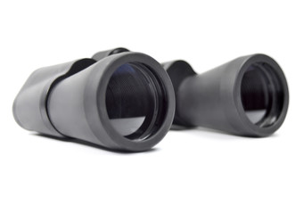 Black binoculars, isolated on white background