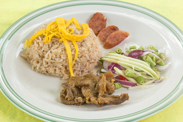Fired Rice with shrimp paste on the plate