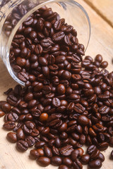 Coffee beans over table