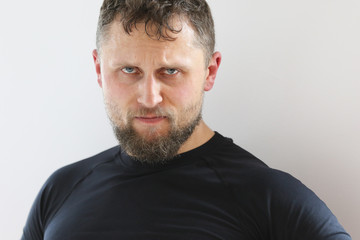 Fototapeta premium Bearded man in black T-Shirt 