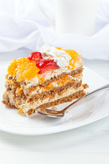  honey cake with strawberries and orange