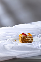  honey cake with strawberries and orange