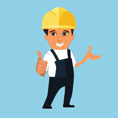 Worker character  showing thumb up