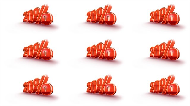 Gerade Ziffern mit Prozentzeichen, Animation f&uuml;r Marketingkampagne auf Wei&szlig;, Loop