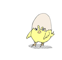 Paasfeest kuiken met ei op het hoofd