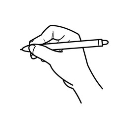 Hand Drawing Doodle, a hand drawn vector doodle illustration of a hand holding a ballpoint about to write/draw something.