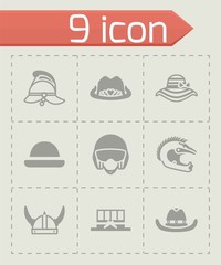 Vector Helmet and hat icon set