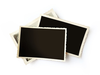 stack of old photos on white