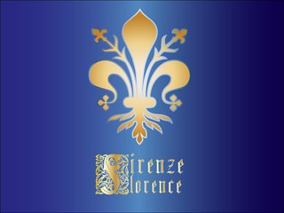 Flag of Florence vector illustration. Coat of arms of Florence - Tuscany (Italy). The fleur de lis of Florence, or France © t0m15