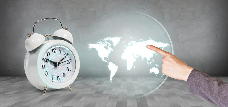 Classical alarm clock project world map