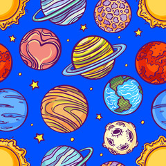 seamless pattern with planets