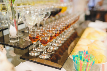 Rows of Glasses with Cognac