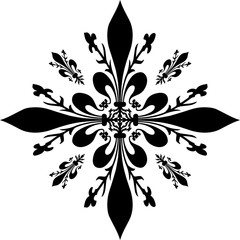 Golden Cross ornament made of the fleur de lis of Florence, or France. Vector illustration.