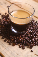 Coffee beans and fresh coffee