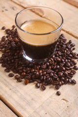 Coffee beans and fresh coffee