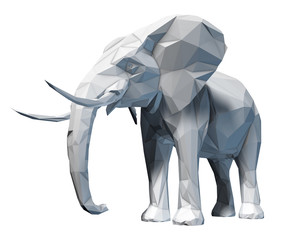 Faceted elephant isolated