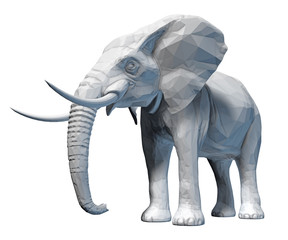 Faceted elephant isolated