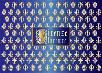 Flag of Florence vector illustration. Coat of arms of Florence - Tuscany (Italy). The fleur de lis of Florence, or France © t0m15