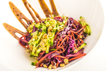 Close up of Vegetable salad with sauce
