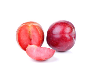  red plum isolated on white background