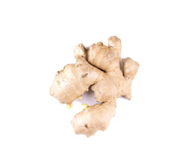 Ginger root isolated view from above
