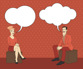 Business people with speech balloon icons
