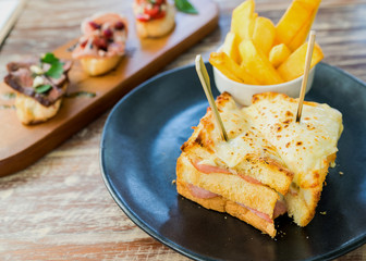 Sandwich Ham Cheese and French Fries