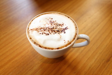 Coffee milk on wood table