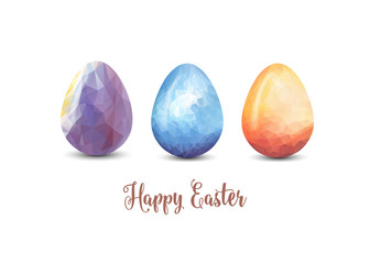 Colorful Easter eggs greeting. Polygonal vector design, low poly