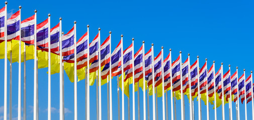Fototapeta premium Thailand King Rama IX flag and National flag of Thailand