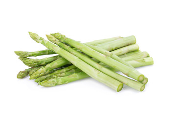 Fresh green asparagus on white background