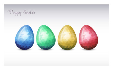 Colorful Easter eggs greeting. Polygonal vector design, low poly