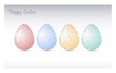 Colorful Easter eggs greeting. Polygonal vector design, low poly