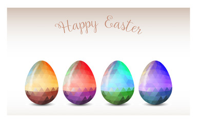 Colorful Easter eggs greeting. Polygonal vector design, low poly