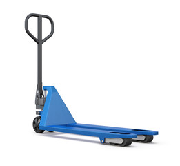Hand pallet truck isolated on white background. 3d render image.