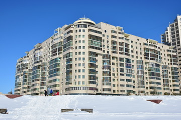 Street view in Astana, Kazakhstan, in winter