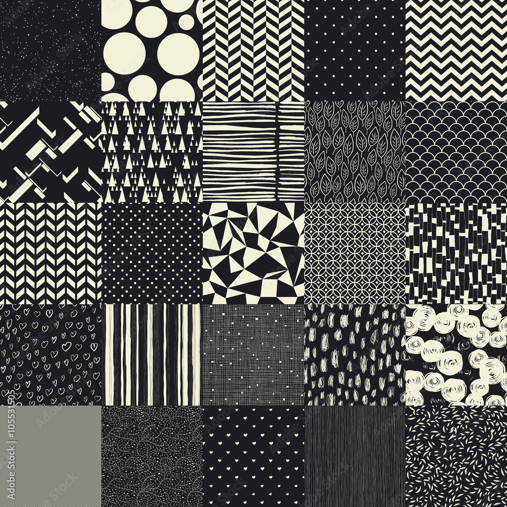 Poster 25 seamless different vector patterns.