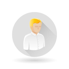  Male icon. Man symbol. Businessman sign. Male profile icon on light gray circle background. Vector illustration.