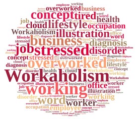Fototapeta premium Word cloud on the subject of workaholism.