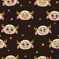 Seamless pattern with funny monster faces