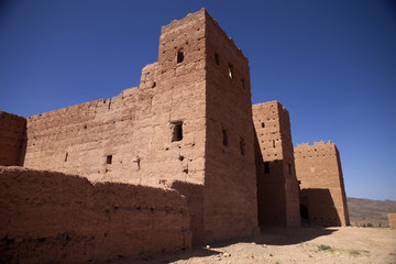 very popular filmmakers reconstructing the kasbah Ait - Benhaddou, Morocco