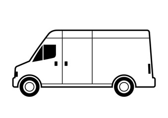 White delivery van on white background