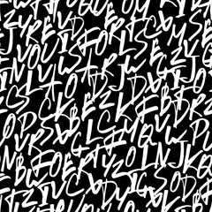 Nervious Expression Alphabet. Handwritten letters. Seamless vect