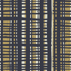 Fototapeta na wymiar Vertical lines and dots on bold golden stripes. Hand-drawn seaml